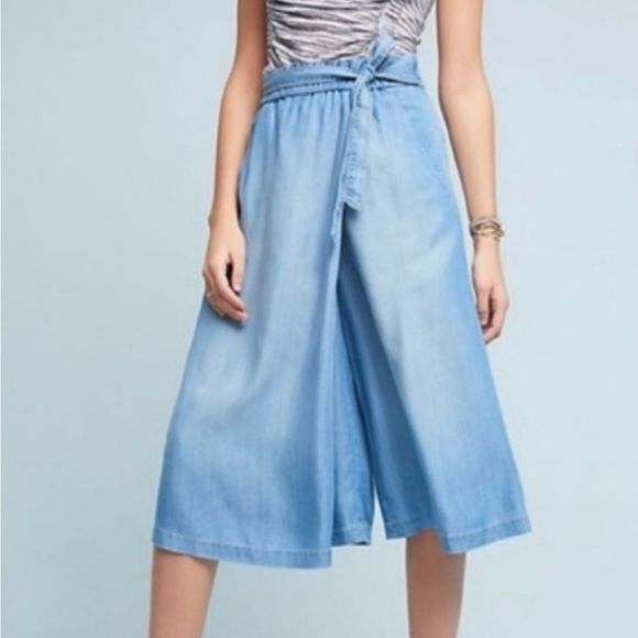 Anthropologie Pants - Anthropologie Holding Horses Chambray Lyocell Culottes Blue XS